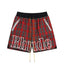 RHUDE Tartan Plaid Outline Script Logo Drawstring Athletic Shorts - Red