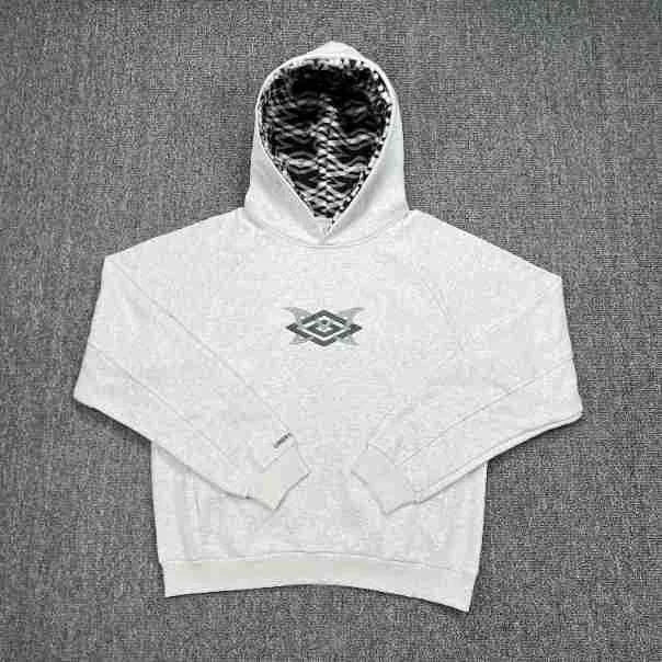 Mertra Monogram Lined Fleece Hoodie - Light Grey Hover Image