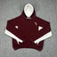 Mertra Contrast Colorblock Fleece Hoodie - Burgundy/White