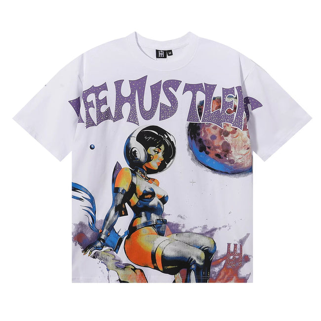 Life Hustlers Astronaut Space Graphic Tee - White Hover Image
