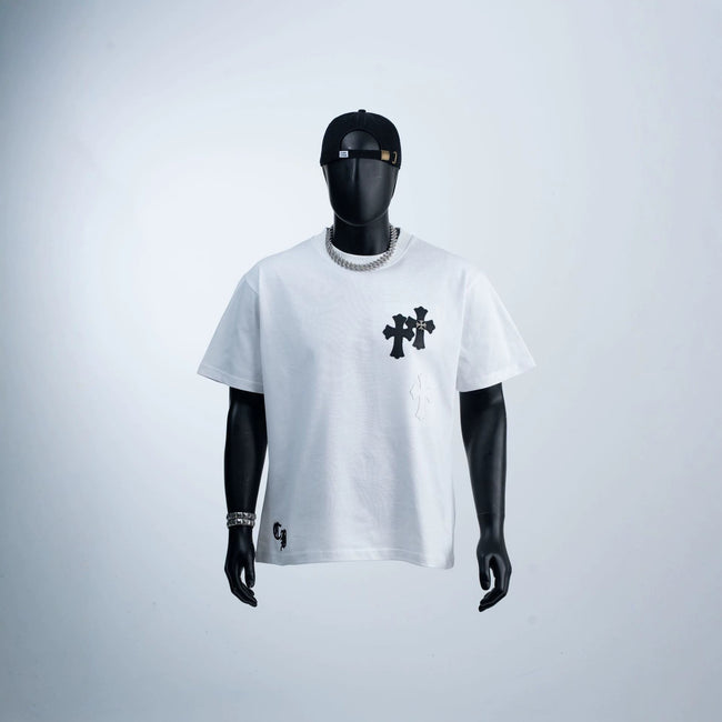 Chrome Hearts Black Cross Logo Short Sleeve T-Shirt (White) Hover Image