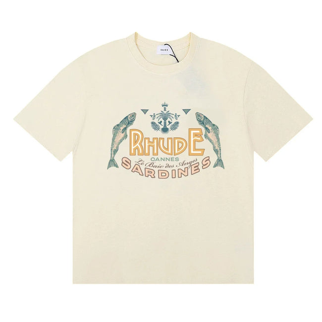 RHUDE "Sardines" Graphic Print T-Shirt - Cream Hover Image