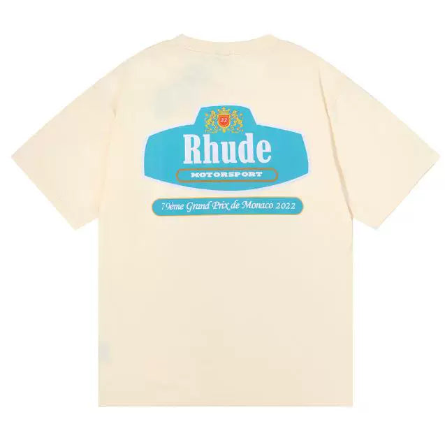 RHUDE Motorsport Grand Prix Graphic Back-Print T-Shirt - Cream Hover Image