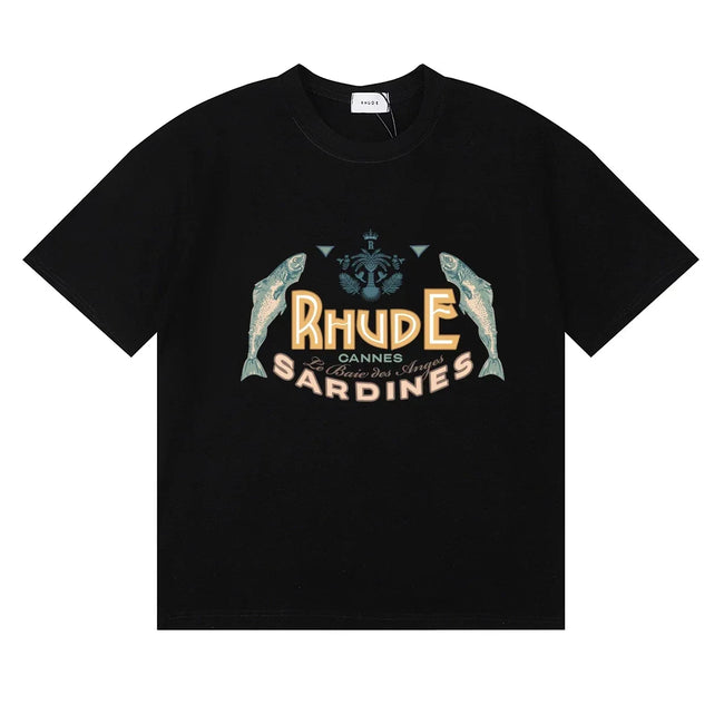RHUDE "Sardines" Graphic Print T-Shirt - Black Hover Image