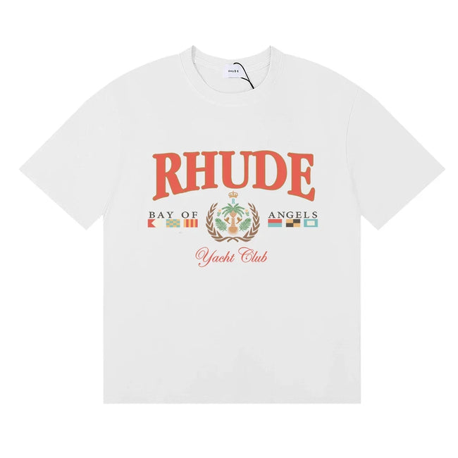 RHUDE "Bay of Angels Yacht Club" Graphic Print T-Shirt - White Hover Image