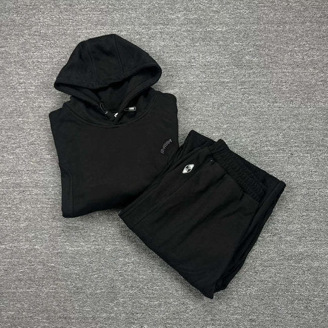 Mertra Minimalist Fleece Tracksuit Set - Black Hover Image