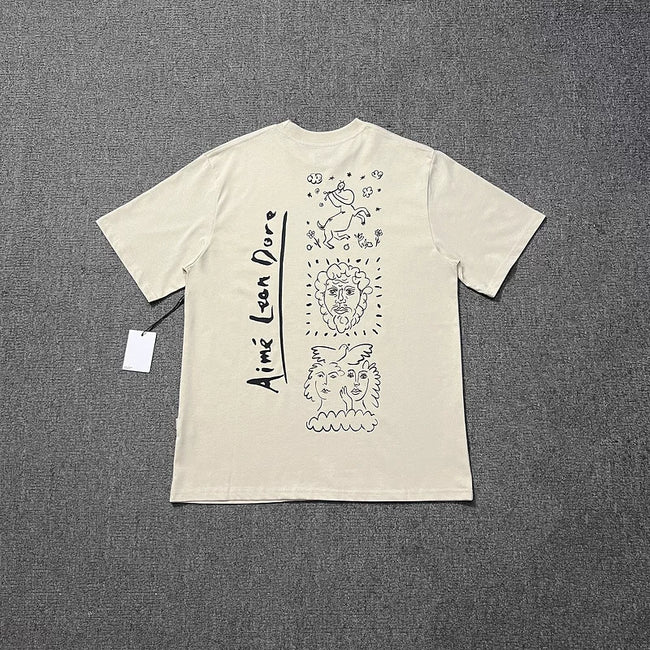 Aimé Leon Dore Line Sketch Graphic Tee - Cream Hover Image