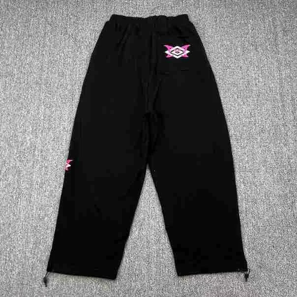 Mertra Monogram Lined Straight-Leg Sweatpants - Black/Pink Hover Image