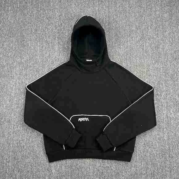 Mertra Piping Detail Fleece Hoodie - Black Hover Image