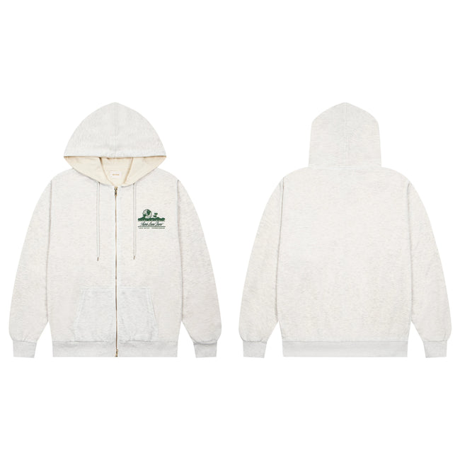 Aimé Leon Dore Thermal-Lined Script Zip-Up Hoodie - Oatmeal Hover Image