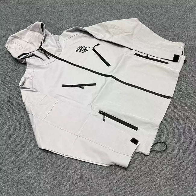 Mertra Technical Zip Windbreaker Jacket - Light Grey Hover Image