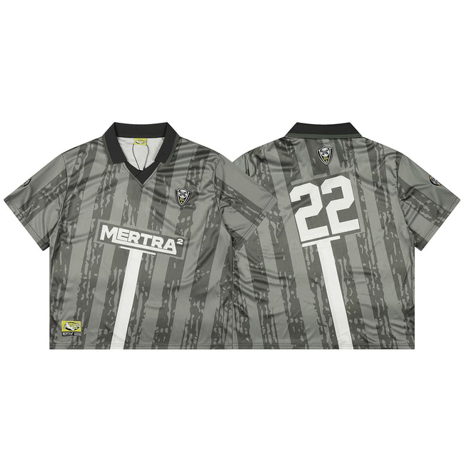Mertra Vintage Patterned Soccer Jersey - Grey/Black Hover Image