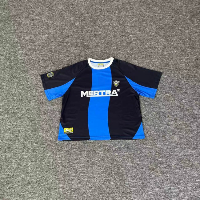 Mertra Striped Soccer Jersey - Black/Blue Hover Image