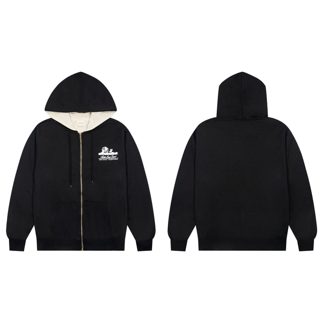 Aimé Leon Dore Thermal-Lined Script Zip-Up Hoodie - Black Hover Image