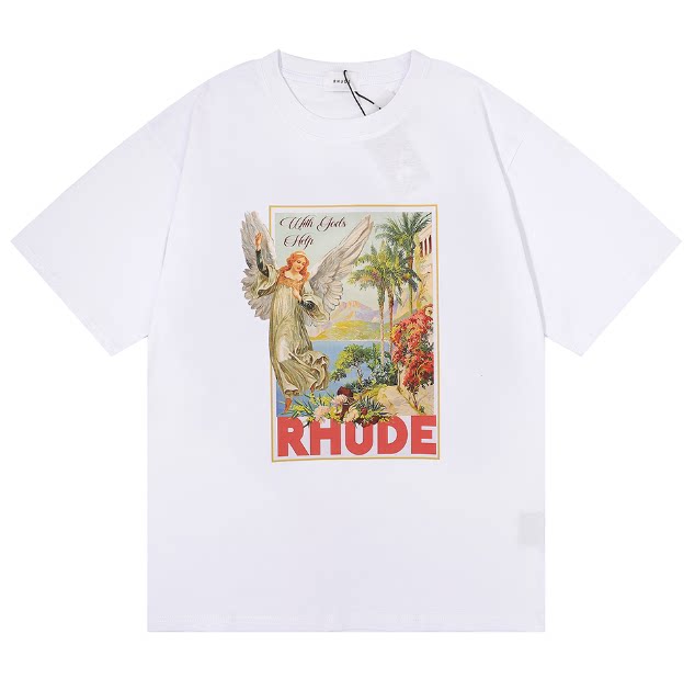 RHUDE Renaissance Angel & Landscape Graphic Print T-Shirt - White Hover Image