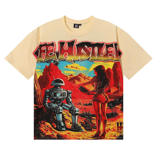 Life Hustlers Sci-Fi Desert Robot Graphic Tee - Beige Hover Image