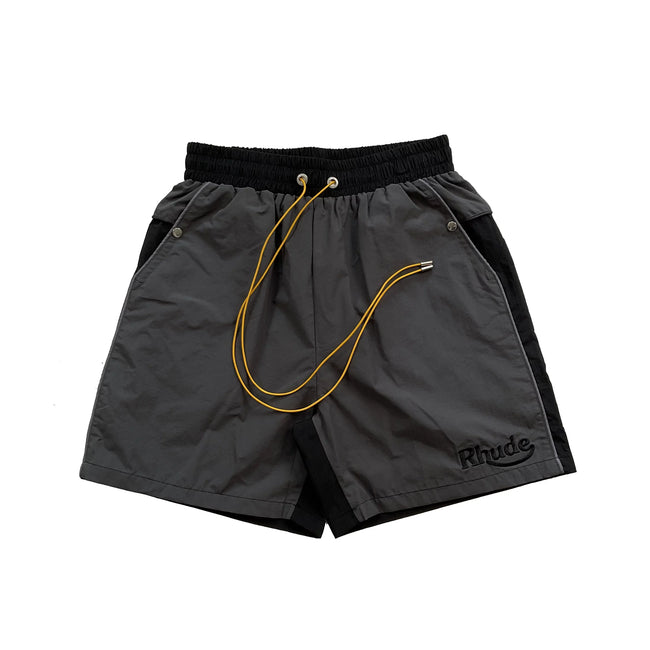 RHUDE Contrast Panel Athletic Shorts - Charcoal / Black Hover Image