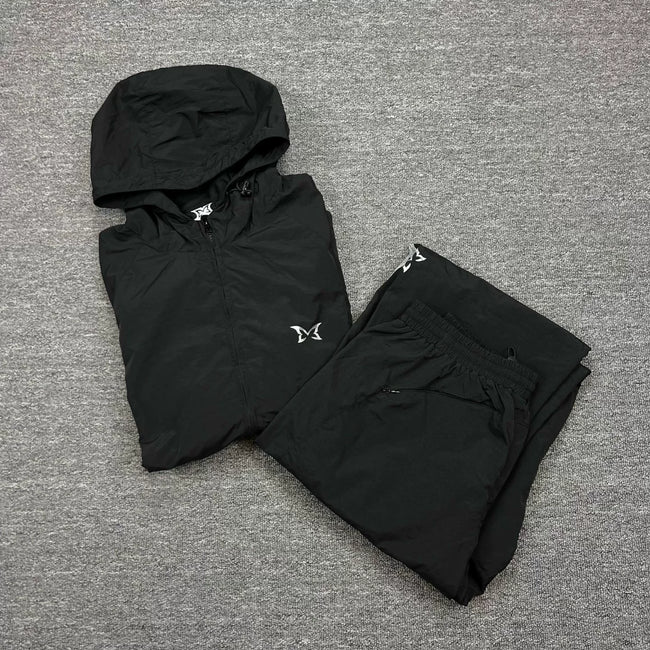Mertra Patterned Panel Technical Tracksuit Set - Black Hover Image