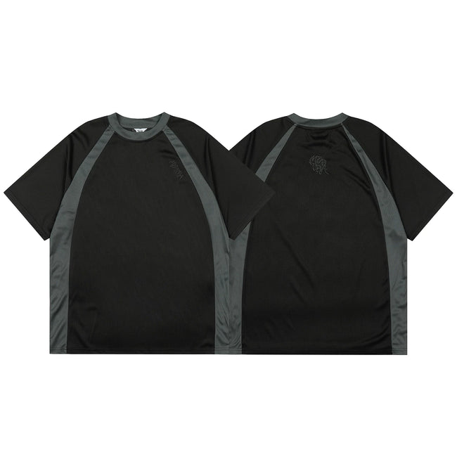 Mertra Technical Contrast Panel Raglan Tee - Black/Grey Hover Image
