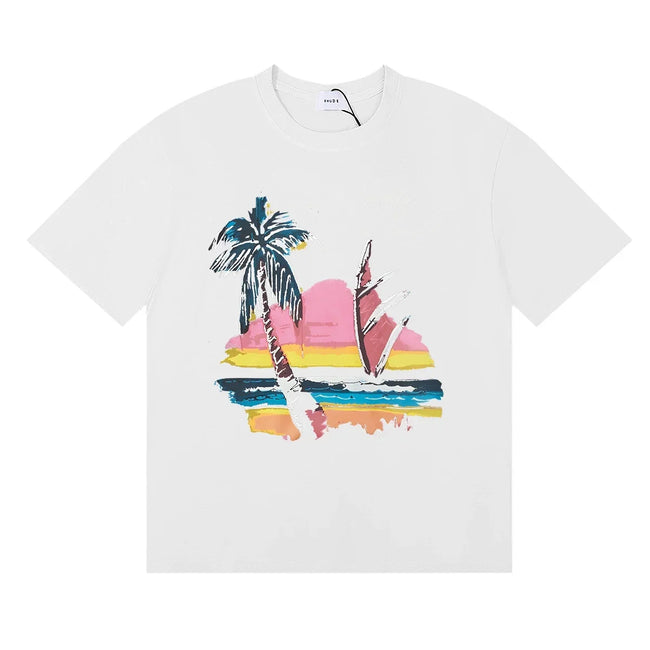 RHUDE Sunset Beach Graphic Print T-Shirt - White Hover Image