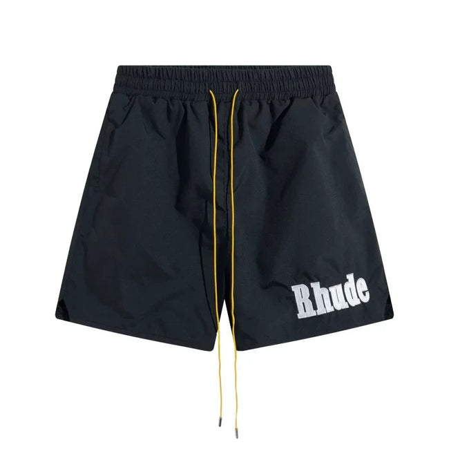 RHUDE Small Script Logo Drawstring Athletic Shorts - Black Hover Image