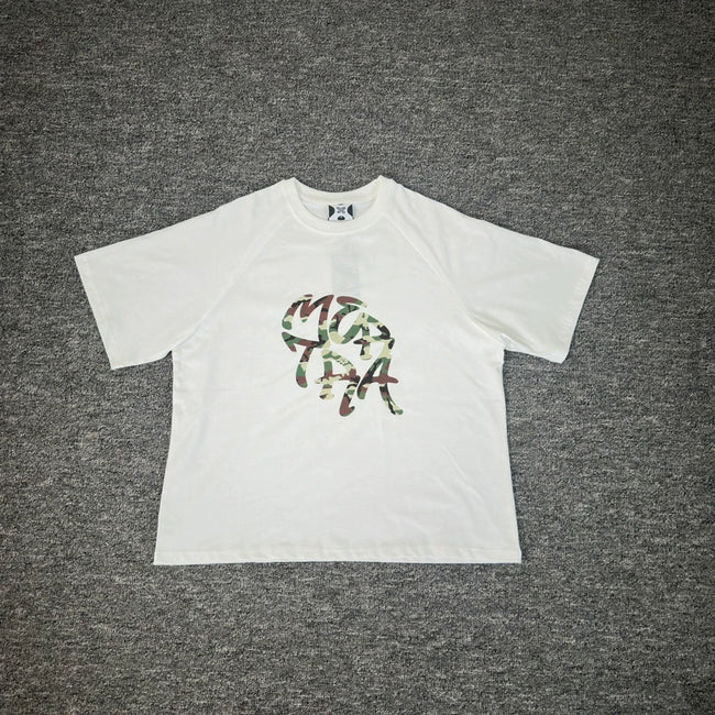 Mertra Floral Logo Tee - White (Green Floral) Hover Image