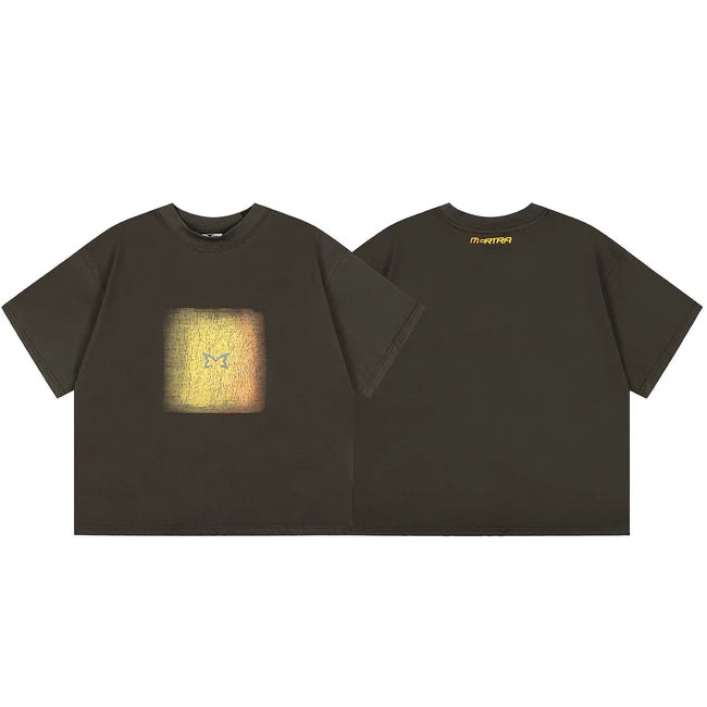 Mertra Glitch Graphic Tee - Washed Dark Grey Hover Image
