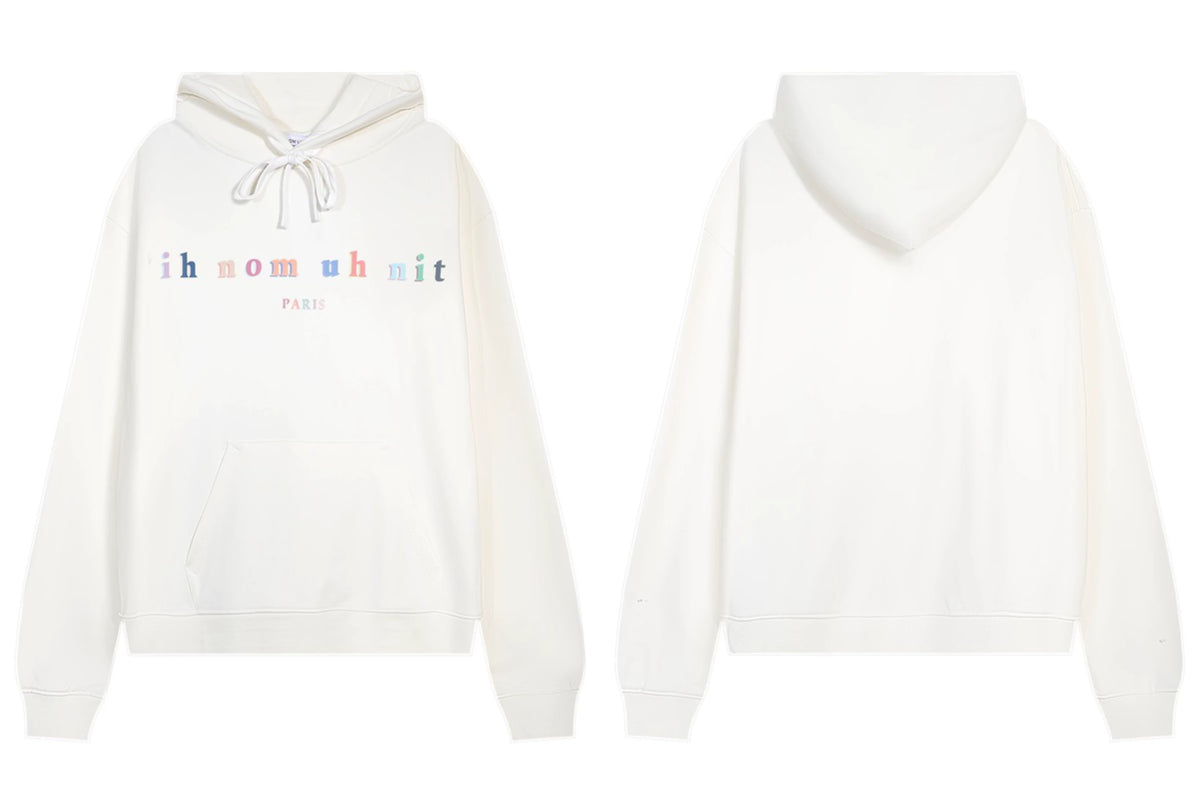 IH NOM UH NIT Colorful Lettering Small Logo Hoodie - Off-White