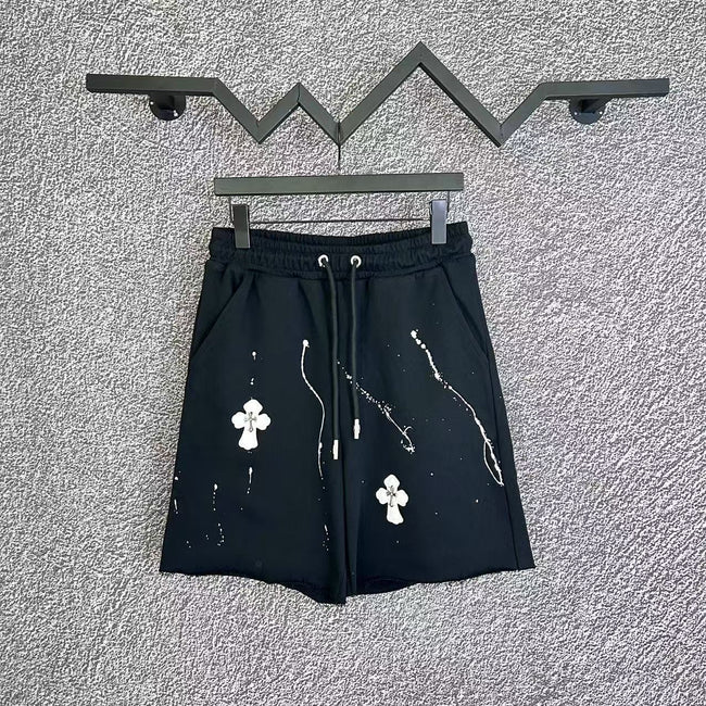 Chrome Hearts Black Paint Splatter & White Cross Sweatshorts Hover Image