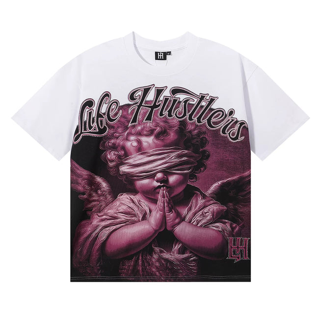 Life Hustlers Blindfolded Cherub Graphic Tee - White (Purple Edition) Hover Image