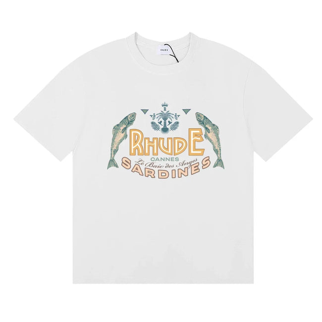 RHUDE "Sardines" Graphic Print T-Shirt - White Hover Image